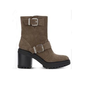 Kenneth Cole Taupe Suede Buckle Lug-Heel Ankle Boot Size 9